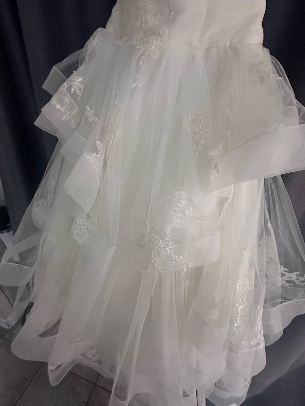 WHITE By Vera Wang Vw351197 Ivory Strapless Tulle tiered wedding dress gown 8 - Picture 4 of 11
